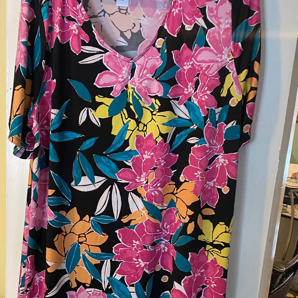 Ruby Rd. Pink and Yellow Floral Dress